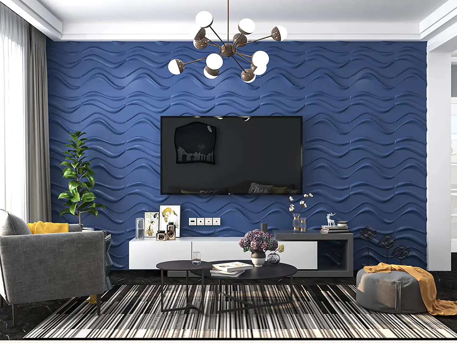 Textures 3D Wall Panels Blue Diamond Wall Design
